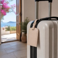 Étiquettes de bagage en cuir PU avec logo personnalisé, porte-cartes d'identité de voyage avec sangle pour hommes et femmes, personnalisable OEM