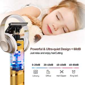 Tondeuse à cheveux professionnelle pour hommes à lame en T, étanche IPX7, électrique, alimentation USB, réglable, pour les campings-cars francophones - Product Image 2