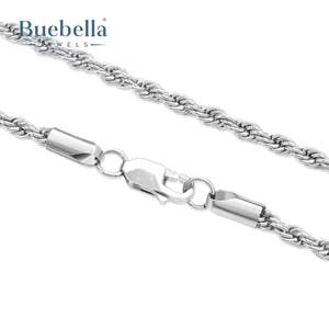 Pulsera de cuerda chapada en oro blanco de 14 quilates chapada en plata de ley 925 de 3mm de alta calidad para hombres - Product Image 4