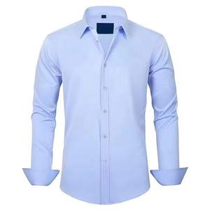 Custom <b>Men's</b> Formal Office Dress Shirts Casual Stand-up Collar Long Sleeve Satin Knitted Breathable Spring - Product Image 1