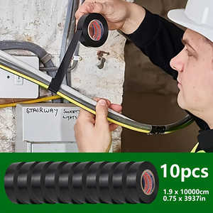 10 Cintas Eléctricas de PVC Negras - Adhesivo Fuerte, Resistentes al Calor, Impermeables y Duraderas para Uso Doméstico y Empuñaduras de Raquetas - Product Image 6