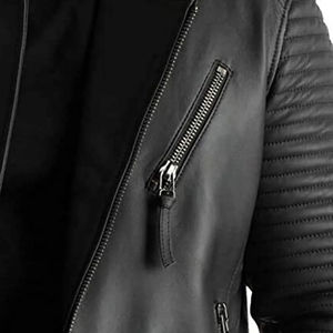 Nouveau haut en cuir véritable en peau de mouton à la mode veste mince à boutons demandée veste en cuir personnalisée et élégante de moto à séchage rapide pour hommes - Product Image 6