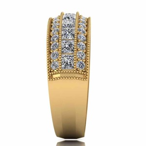 Top Trending Princess And Round Diamond Gold Plated 925 Sterling <b>Silver</b> Milgrain Wedding <b>Band</b> <b>Ring</b> For Women At Best Price - Product Image 5