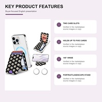 Portefeuille magnétique en cuir PU pour téléphone, support de téléphone, miroir, 2 emplacements pour cartes, compatible MagSafe, portable, fleurs personnalisées