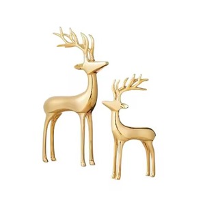 Juego de plata de 2 estatuas escultura decoración de Navidad estatuilla de Reno estatuillas de escultura de Metal - Product Image 2