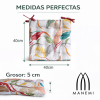 Cojín para Silla Manemi, 16x16 Pulgadas, Cuadrado, con Patrón Floral, 100% Poliéster, Acolchado, Resistente al Agua, Extraíble, Lavable, para Exteriores y Camping