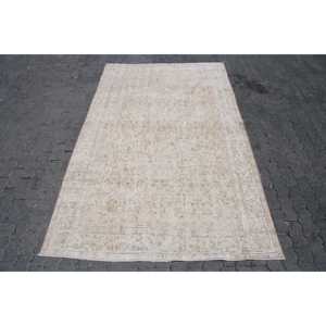 5.6x9 ft Rug, Vintage Turkish Rug, <b>Brown</b> Floral <b>Wool</b> Rug - Product Image 1