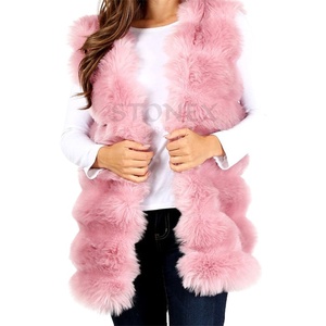 Chaleco de Piel Sintética Rosa con Frente Abierto, Diseño de Piel de Zorro, Transpirable, Suave y Cómodo, para Mujer, del Mejor Fabricante de Pakistán - Product Image 3