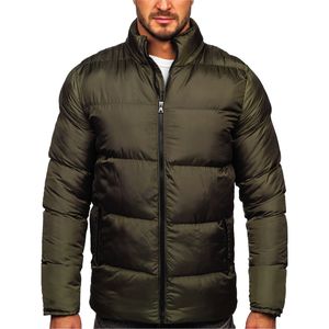 Chaqueta de plumón con aislamiento ligero de invierno para hombre de calidad con cuello levantado, lona impermeable, ropa de estilo hinchado para exteriores - Product Image 1