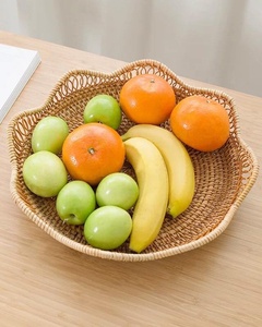 Handmade Round <b>Storage</b> Basket Bowl Woven Straw <b>Rattan</b> and Bamboo for Kitchen Use - Product Image 1