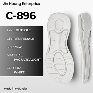 รองเท้าแตะผู้หญิง Jin Hoong รุ่น C-896 พื้นรองเท้า PVC สีขาว น้ำหนักเบา ทนทาน กันลื่น กันน้ำ ดีไซน์น้ำหนักเบา - Product Image 1