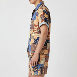 Ensemble de shorts imprimés pour hommes sur mesure - Motif ethnique tribal géométrique, tenue décontractée d'été en 2 pièces - Product Image 5