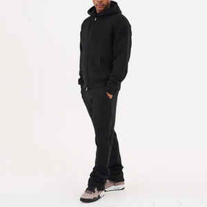 Conjunto de chándal de entrenamiento para correr para hombre hecho en Pakistán, chándal de lana, cuello con capucha, sólido para gimnasio de invierno, correr al aire libre - Product Image 1