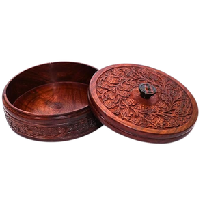 La boîte de riz de boîte de chapati de pot chaud antique en bois de conception unique garde la nourriture chaude et cocotte fraîche ustensiles de cuisine pour le restaurant à la maison de cuisine - Product Image 6