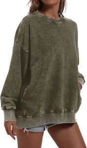 Sudaderas de Cuello Redondo Cortas y Holgadas, Estilo Urbano, con Logotipo Personalizado, 100% Algodón, Lavado Ácido, Hombros Caídos - Product Image 6