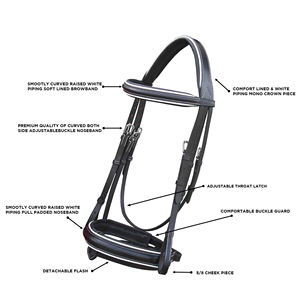 Rênes de bride de dressage de cheval en cuir de vache réglables Nouveau style occidental Rembourrage souple Collier de course durable Produit équestre - Product Image 6