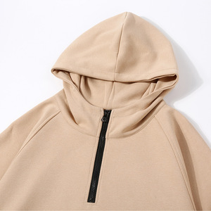 Wholesale Custom Embroidered Logo manufacturer half Blank Quarter Zip Up 100% Cotton 350 GSM <b>Pullover</b> <b>Men</b> oversized Hoodies - Product Image 2
