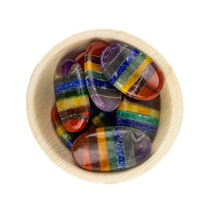 Venta caliente pulido a mano 7 Chakra Crystal Worry Stone Venta completa 7 Chakra Thumb and Palmstone - Product Image 1