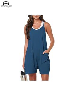 Usine nouvelle combinaison de Sport d'été Style décontracté une pièce nœud col sans couture Design Sexy pour Yoga Fitness coupe ample en gros - Product Image 3