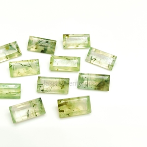 Piedra Preciosa Rectangular Facetada de Prehnita Verde Natural para Joyería, Piedra Calibrada Suelta para Colgante y Anillo, 12x6mm, al por Mayor - Product Image 3