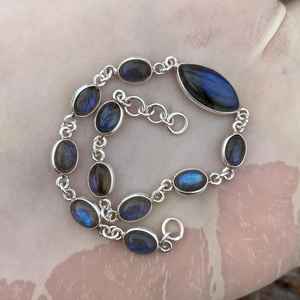 Dainty Labradorite <b>Bracelet</b> 925 Sterling Silver Gemstone Jewelry For Women 8 Inch Natural Stone Gift - Product Image 1