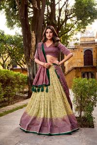Colección de Lehengas de Moda para Mujer, Lehenga Choli de Seda Vichitra con Estampado Digital para Bodas y Festivales - Product Image 2