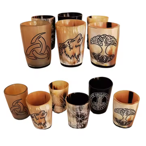 Las mejores tazas de chupito de cuerno de búfalo hechas a mano, cuerno de vaca para beber, taza vikinga de cuerno de buey de cristal para fiestas - Product Image 2