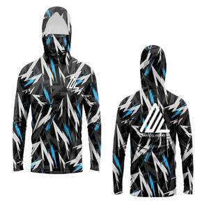 100% polyester UPF 50 coupe-vent hommes à capuche chemise séchage rapide respirant à manches longues Sports de plein air-pêche Protection solaire taille - Product Image 2