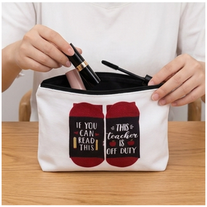Teacher Appreciation Cosmetic Bag Zipper <b>Makeup</b> Pouch Stationary Battery Pattern Toiletry <b>Case</b> for Gift and School Use 22x13.5cm - Product Image 3