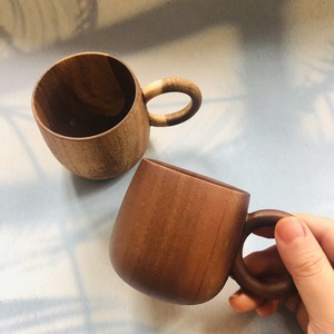Gobelet en bois naturel pour café, bière, eau, jus, lait 7x7 cm, fait à la main du Vietnam - Product Image 4