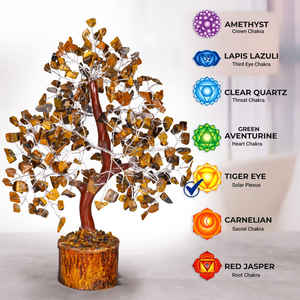 Arbre artisanal en pierre semi-précieuse Œil de tigre (300 pierres), qualité supérieure, naturel, pour la guérison REIKI et le Feng Shui domestique, fait main, vente en gros - Product Image 2