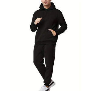 Vente en gros de survêtements d'hiver décontractés pour hommes, vente chaude, logo personnalisé, motif uni, survêtement de jogging avec capuche, respirant et nouveau design - Product Image 3