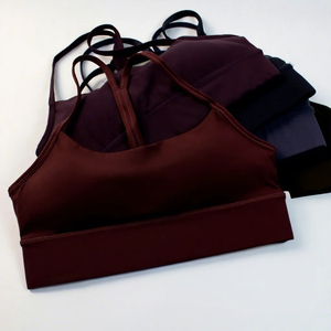 Soutien-gorge de sport athlétique haut de gamme en nylon et élasthanne, à maintien élevé, dos nageur, motif écossais, anti-transpiration, séchage rapide, pour la gym et la course à pied - Product Image 4