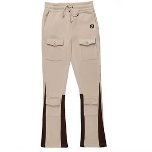 Vêtements d'extérieur confortables pour hommes, pantalons de jogging évasés en toile, poids lourd, taille élastique, hip-hop, design personnalisé, qualité supérieure, devant - Product Image 1