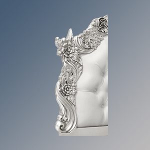 Lit de Louis XV Patrice en bois d'acajou de haute qualité avec finition argentée et sculpté pour meubles de chambre à coucher - Product Image 5