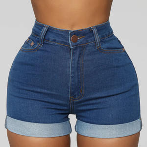 Shorts en jean pour femmes de haute qualité, coupe ajustée, ourlets retroussés, denim bleu foncé, shorts en jean en gros, fabrication et fournisseur de shorts en jean - Product Image 4