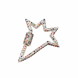 Breloques en argent sterling 925 plaqué or avec fermoir mousqueton en forme de grande étoile, multicolores, sans nickel, sans plomb - Product Image 1