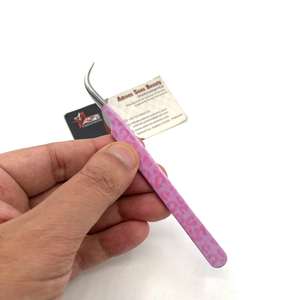 Curved <b>Tweezer</b> Eyelash Leopard Print Stainless Steel Sustainable Custom Logo Printing Slim Boot <b>Tweezer</b> OEM - Product Image 3