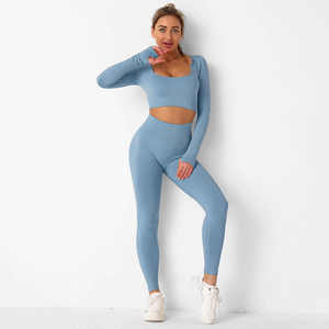 Conjunto Deportivo de 2 Piezas para Mujer, Leggings y Sujetador Deportivo, Cintura Media, Logotipo Frontal Sólido, Ropa de Gimnasio, Fitness y Yoga - Product Image 3