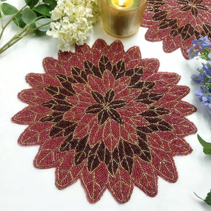 Luxury Silver Seed <b>Bead</b> Handmade Round Designer Coaster <b>Placemats</b> for Home or Wedding From India - Product Image 1