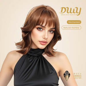 วิกผมสีน้ำตาล Aine-DWY แบบมีหน้าม้า วิกผมสั้นแบบไม่ต้องใช้กาว วิกผมสังเคราะห์ - Product Image 2