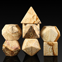 Ensemble de dés de jeu de rôle en jaspe picturé de 16 mm faits à la main avec boîte métallique - Dés en pierre polyédriques personnalisés (d4-d20) pour TTRPG