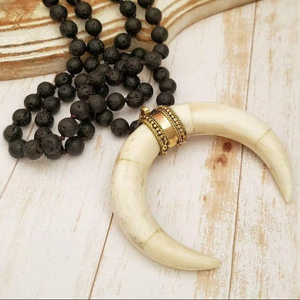 COLLIERS Arrivée Buffalo Ox Corne Collier Poli Animal Style Os Bijoux Conception Naturelle Perles Femmes Filles Cadeaux De Mariage - Product Image 4