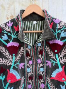 Indian Handmade Unisex Premium Cotton <b>Velvet</b> <b>Quilted</b> Jacket Stand Collar Button New Collection Winter Coat Great Gift for Her - Product Image 3