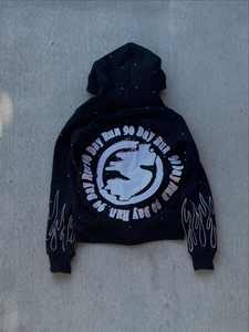 Sweat à capuche unisexe à fermeture éclair, 100% coton, broderie usée, dentelle, coupe courte, pour hommes, fabriqué aux États-Unis, sans taxe - Product Image 2