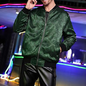 Chaqueta Bomber de Satén de Seda de Doble Cara de Alta Calidad Green Shine para Hombre, Diseño Personalizado, Cierre de Botones a Presión de Béisbol con Ribete - Product Image 6