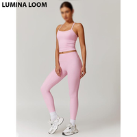 Conjunto Deportivo de 2 Piezas para Mujer, Top Deportivo sin Costuras de Secado Rápido y Transpirable con Hombros Descubiertos, Leggings con Estampado Floral, para Yoga y Fitness