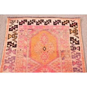 Vintage Turkish Herki <b>Rug</b> 2.5x10.8 ft, Orange <b>Runner</b> Solid Wool <b>Rug</b> - Product Image 5