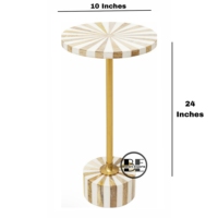Table à boissons ronde en résine et incrustation de bois durable pliable plaqué or design fini élégant fabriqué par des exportations flagrantes