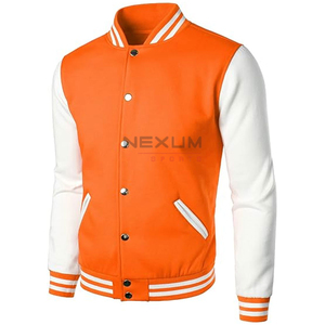 Chaqueta Varsity de Piel de Cordero y Lana Genuina para Hombre, con Cuello Alto y Logotipo Frontal Personalizable para Invierno, Venta al Por Mayor - Product Image 2